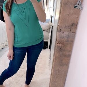 Skies are blue turquoise top size small